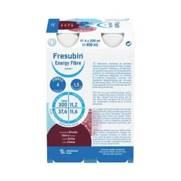FRESUBIN ENERGY Fiber DRINK Kirsebærdrikkeflaske, 4X200 ml