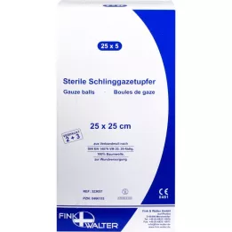 SCHLINGGAZETUPFER 25x25 cm steril 2+3, 25X5 stk
