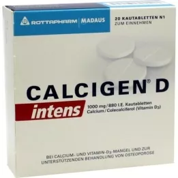 CALCIGEN D intens 1000 mg/880 IE tyggetabletter, 20 stk