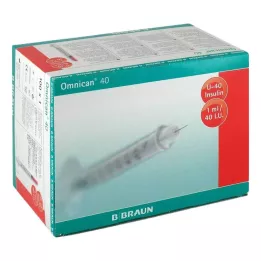 OMNICAN Insulinsprøjte 1 ml U40 med kanyle 0,30x8 mm enkelt, 100X1 stk