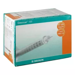 OMNICAN Insulinsprøjte 1 ml U100 med kanyle 0,30x12 mm, 100X1 stk