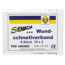 Senada hurtig sårbandage 2x18 cm, 5 stk