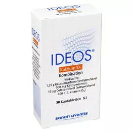 IDEOS 500 mg/400 IE tyggetabletter, 30 stk