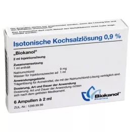 ISOTONISCHE Saltvandsopløsning 0,9% Biokanol ampuller, 6X2 ml