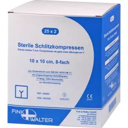 SCHLITZKOMPRESSEN 10x10 cm steril 8-vejs, 25X2 stk