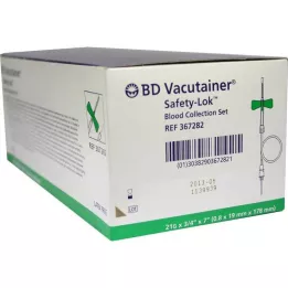 BD VACUTAINER Safety Lok 21 G 18 cm blodopsamlingssæt, 50 stk