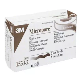 MICROPORE Fleeceplaster 5 cm x 9,1 m skind 1533-2, 6 stk