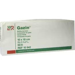 GAZIN Gaze komp. 10x10 cm usteril 32-fold betjening, 50 stk