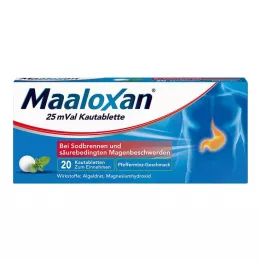 MAALOXAN 25 mVal tyggetabletter, 20 stk