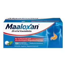 MAALOXAN 25 mVal tyggetabletter, 100 stk