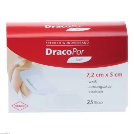 DracoPor Blød hvid sårbandage 7,2x5 cm steril, 25 stk