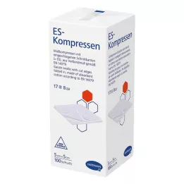 ES-KOMPRESSEN usteril 5x5 cm 8-vejs, 100 stk