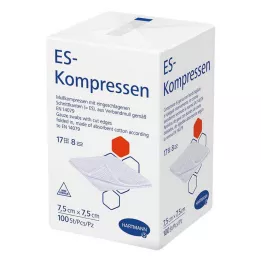 ES-KOMPRESSEN ikke-steril 7,5x7,5 cm 8-vejs, 100 stk