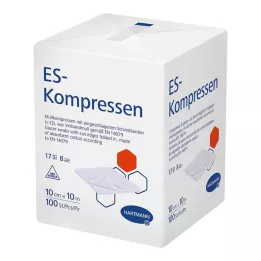 ES-KOMPRESSEN usteril 10x10 cm 8-vejs, 100 stk
