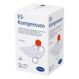 ES-KOMPRESSEN usteril 10x10 cm 12-vejs, 100 stk