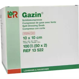 GAZIN Slidskompresser 10x10 cm steril 8-lags, 50X2 stk