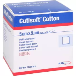 CUTISOFT Bomuldskompress 5x5 cm steril, 25X2 stk