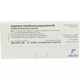 ARGENTUM METALLICUM praeparatum D 8 ampuller, 8 stk