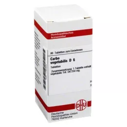 CARBO VEGETABILIS D 6 tabletter, 80 stk