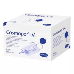 COSMOPOR IV kanylefikseringsbandage 6x8 cm, 50 stk