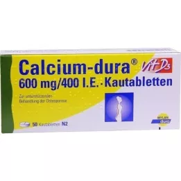 CALCIUM DURA Vit D3 600 mg/400 IE tyggetabletter, 50 stk
