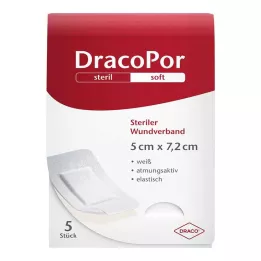 DRACOPOR Sårforbinding 5x7,2 cm steril, 5 stk