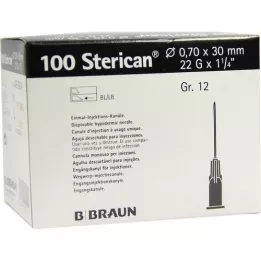 STERICAN Kanyler Luer-Lok 0,70x30 mm størrelse 12 sort, 100 stk