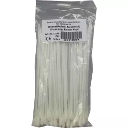 WATTESTÄBCHEN Plast lille hoved 15 cm, 100 stk