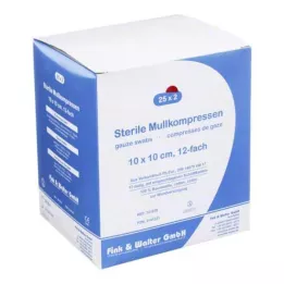 MULLKOMPRESSEN 10x10 cm steril 12-fold, 25X2 stk