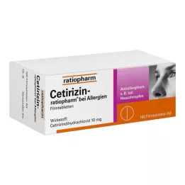 CETIRIZIN-ratiopharm til allergi 10 mg filmovertrukne tabletter, 100 stk