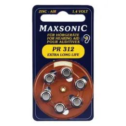 Batterier til høreapparater Maxsonic PR312, 6 stk