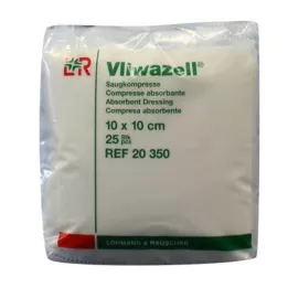 VLIWAZELL Absorberende kompresser usterile 10x10 cm, 25 stk