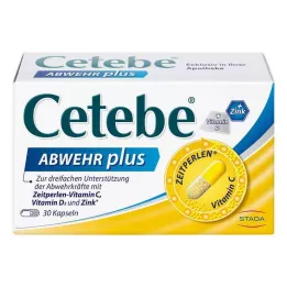 CETEBE ABWEHR plus C-vitamin+Vitamin D3+Zinkkapsler, 30 stk