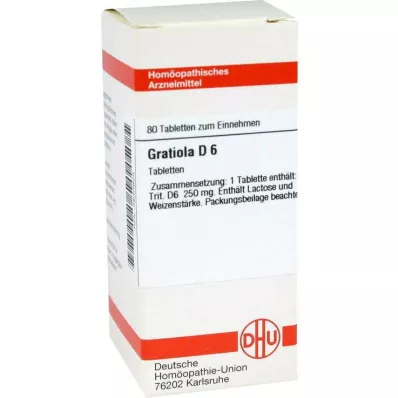 GRATIOLA D 6 tabletter, 80 stk