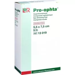 PRO-OPHTA Komprimerer 5,5x7,5 cm steril enkelt, 5 stk