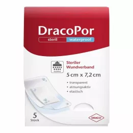 DRACOPOR vandtæt sårforbinding 5x7,2 cm steril, 5 stk