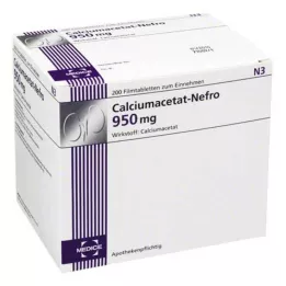 CALCIUMACETAT NEFRO 950 mg filmovertrukne tabletter, 200 stk