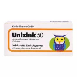 UNIZINK 50 mave-resistente tabletter, 50 stk