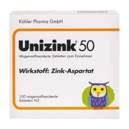 UNIZINK 50 mave-resistente tabletter, 100 stk