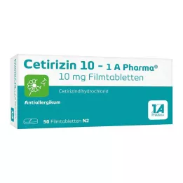 CETIRIZIN 10-1A Pharma filmovertrukne tabletter, 50 stk