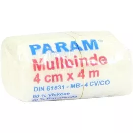 MULLBINDEN 4 cm med cellofan, 1 stk