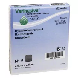 VARIHESIVE ekstra tynd 7,5x7,5 cm HKV hydroaktiv, 5 stk