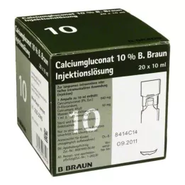 CALCIUMGLUCONAT 10 % MPC Injektionsvæske, 20X10 ml