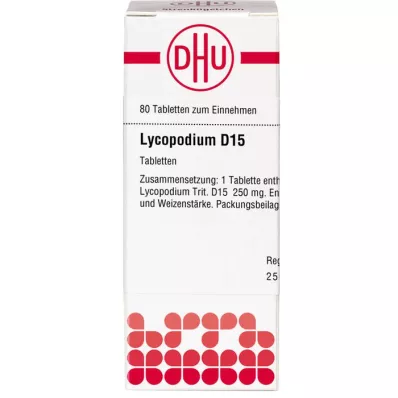 LYCOPODIUM D 15 tabletter, 80 stk LYCOPODIUM D 15 tabletter, 80 stk
