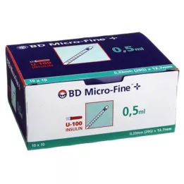 BD MICRO-FINE+ Insulinsprøjte 0,5 ml U100 12,7 mm, 100X0,5 ml