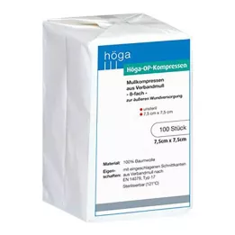 HÖGA-KOMPRESSEN OP 7,5x7,5 cm ikke-steril 8-fold, 100 stk