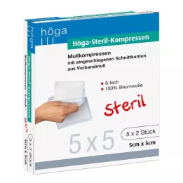 HÖGA-KOMPRESSEN 5x5 cm steril 8-vejs, 5X2 stk