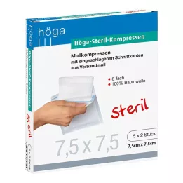 HÖGA-KOMPRESSEN 7,5x7,5 cm steril 8-fold, 5X2 stk