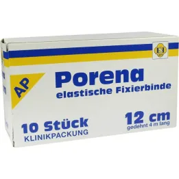 Porena elastisk gazebandage 12cm uden cello hvid, 10 stk