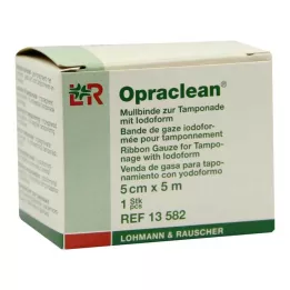 OPRACLEAN Gazebind til tampon med iodoform 5 cm x 5 m, 1 stk